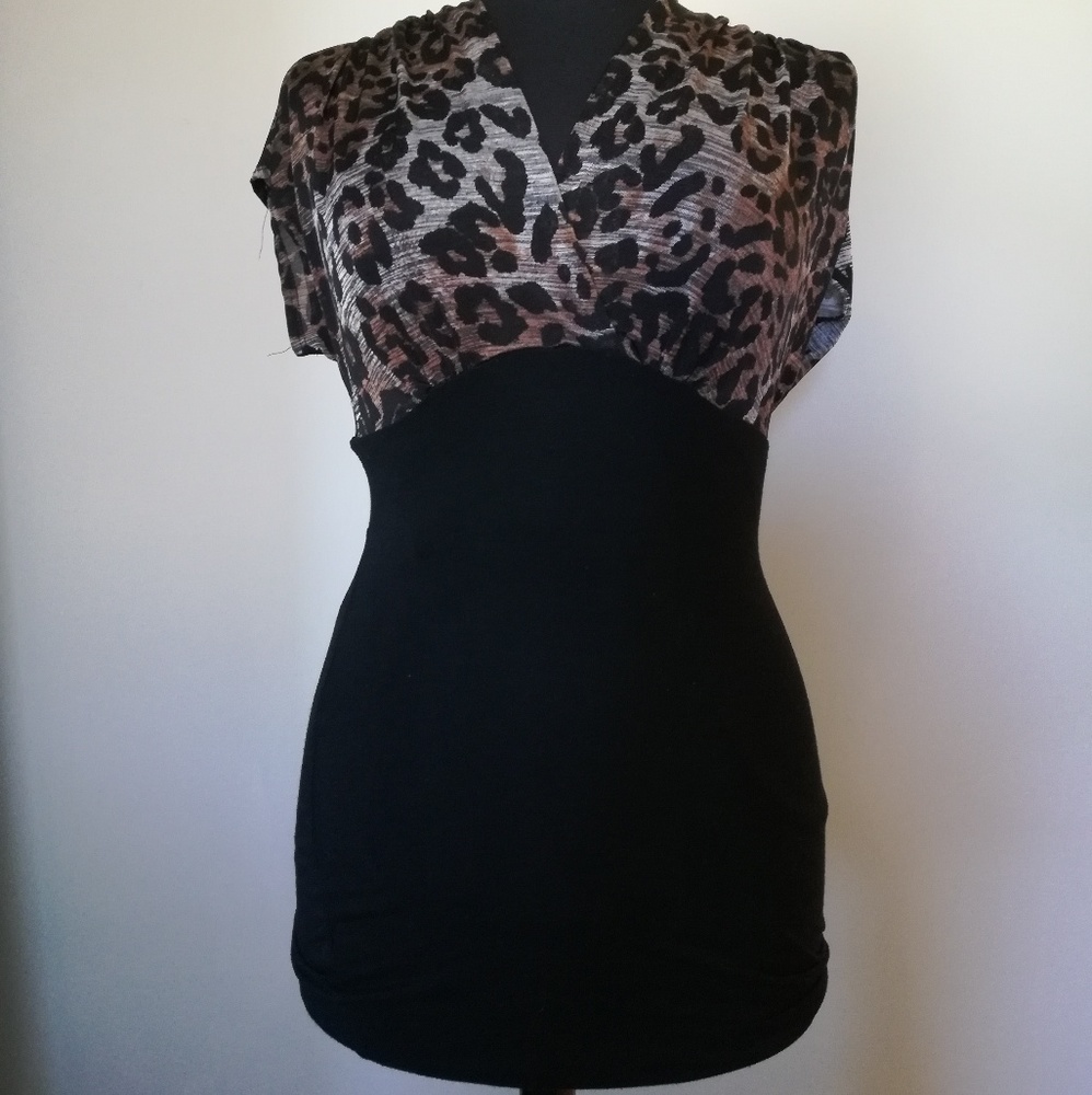 Black and leopard mini dress
